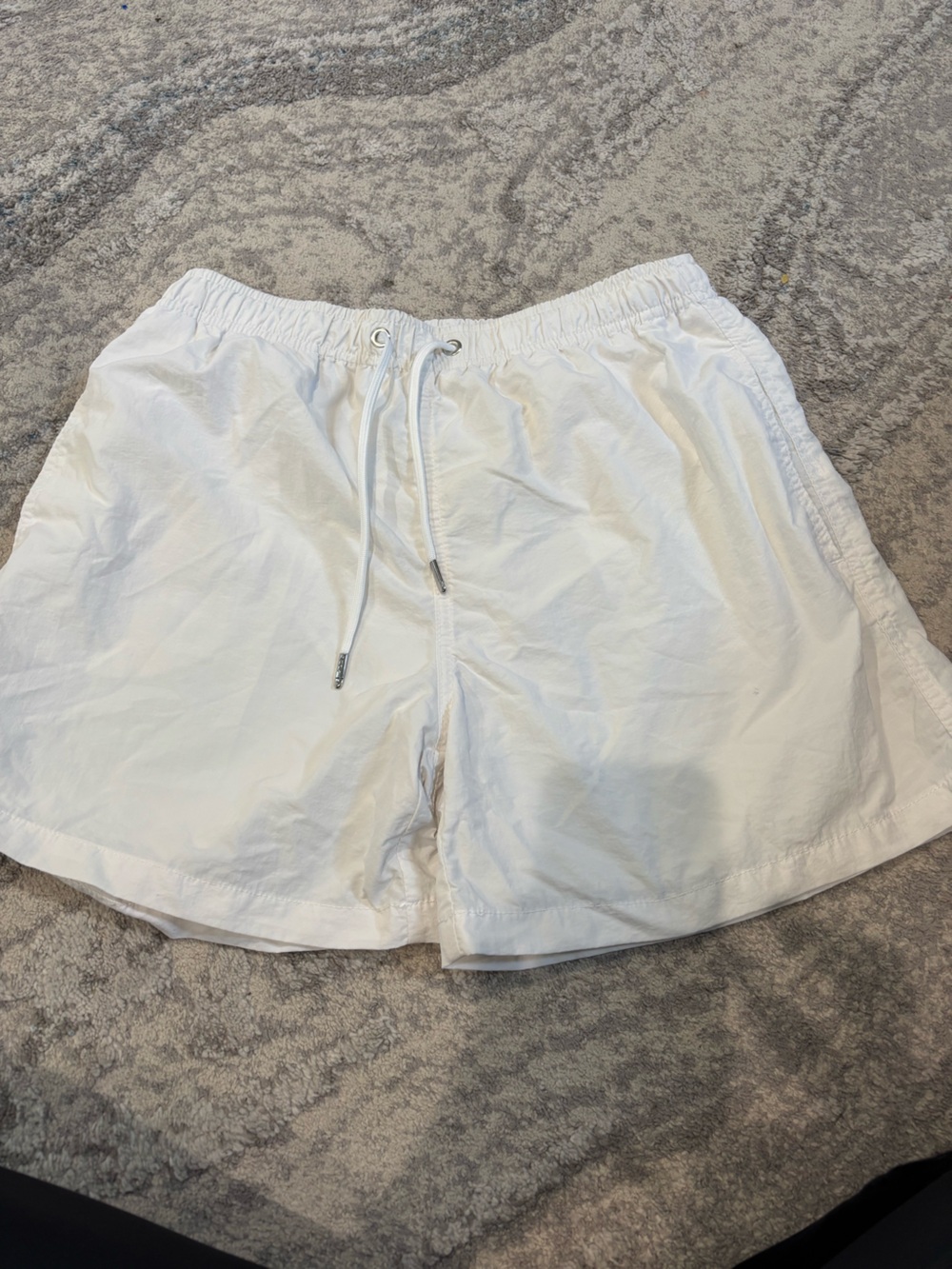 Zara White Elastic Waist Swim Shorts